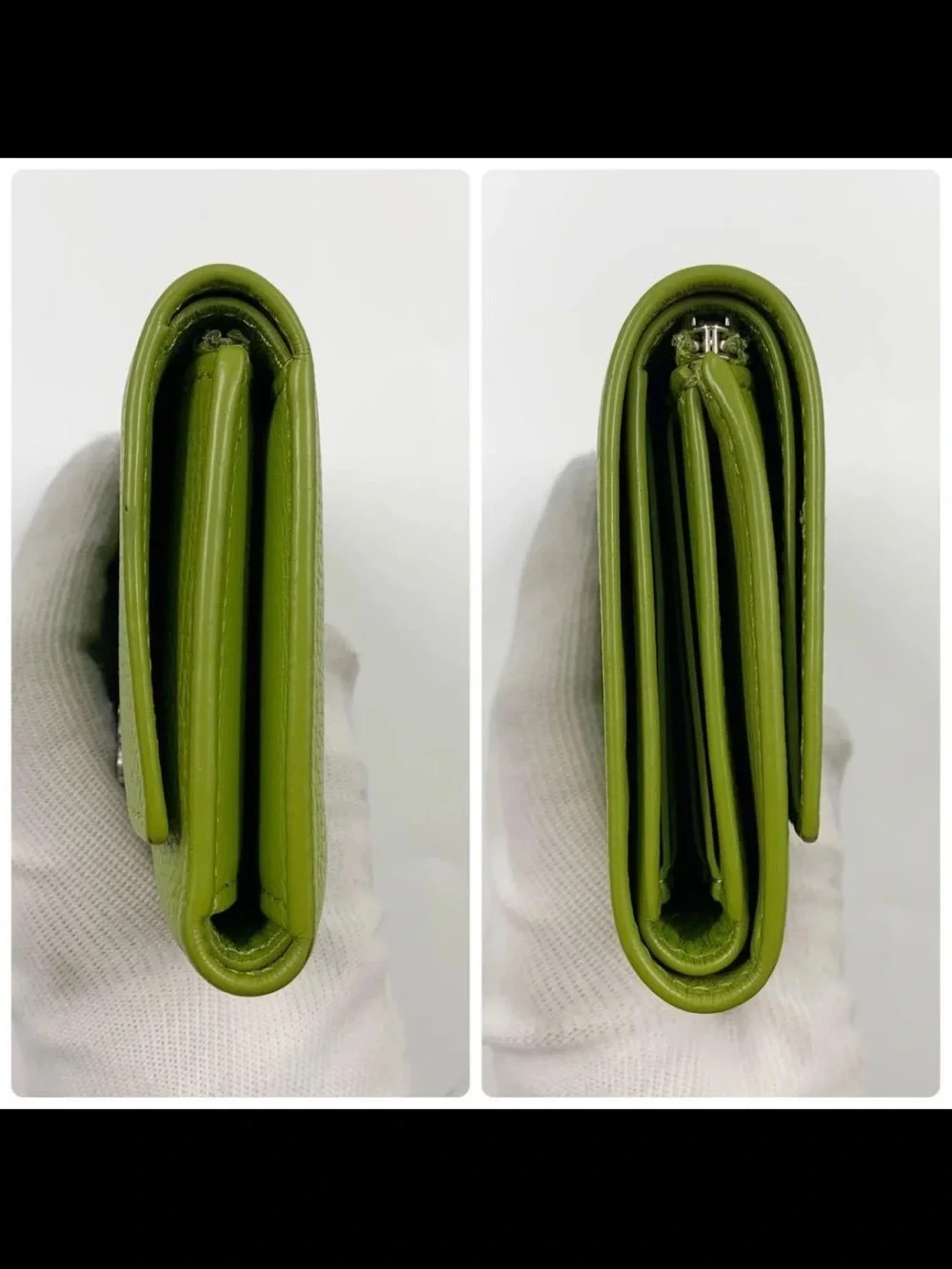 Loewe Lime Green Anagram Pebbled Leather Wallet